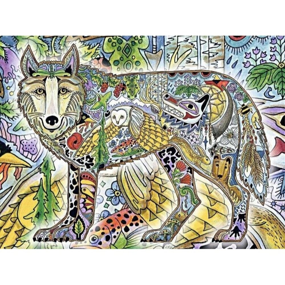 New Arctic Wolf Northwest Woven Afghan Throw Blanket Wolves Native American NIP